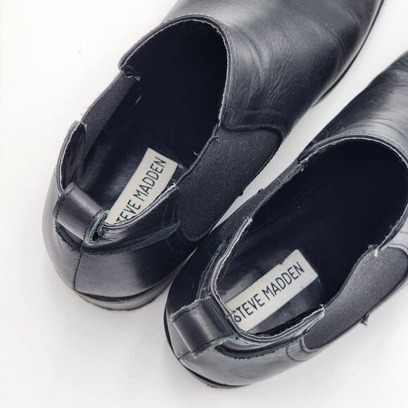 Steve Madden Dicey Black Leather Ankle Booties Size 8 - Picture 9 of 10